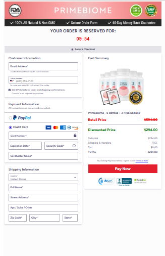 PrimeBiome order page